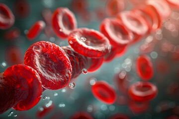Fototapeta premium A group of red blood cells in a vein