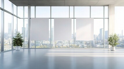 Fototapeta premium Modern Interior with City View and Minimalist Decor