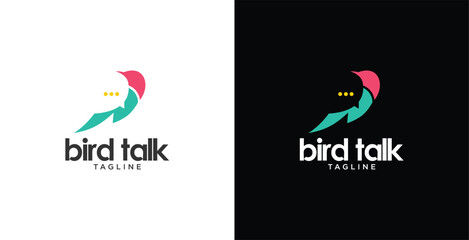 bird logo talk people family together human unity chat bubble  vector logo icon
