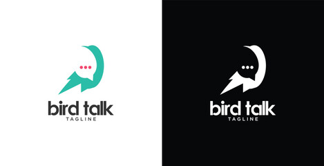 bird logo talk people family together human unity chat bubble  vector logo icon