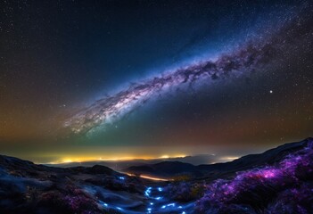 Fototapeta premium breathtaking vibrant galaxy views featuring captivating star trails celestial beauty, astronomy, cosmos, universe, night, sky, stars, event, starry