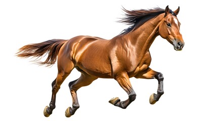 Obraz premium Bay stallion run gallop isolated on white. 