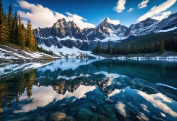 majestic peaks serving canvas colorful reflections crystal clear serene lake under vibrant blue sky, alpine, mountain, nature, tourism, landscape, backdrop