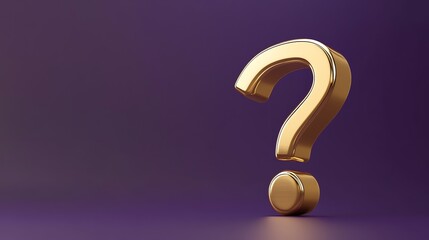 A golden question mark on a purple background.
