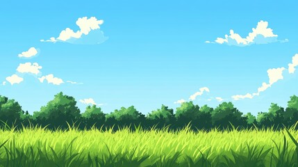 Obraz premium green meadow on clear blue sky background