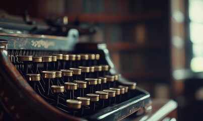 Closeup of an old vintage typewriter.