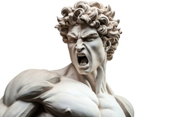 Obraz premium Greek sculpture david angry person statue human.