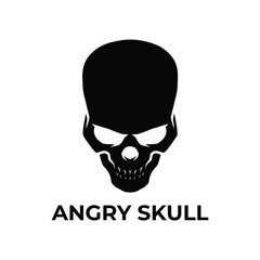 Angry skull head logo vector illustration. Simple modern scary skull logo emblem design.