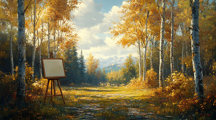 Poplar Trees of the Northwest with Landscape Painting