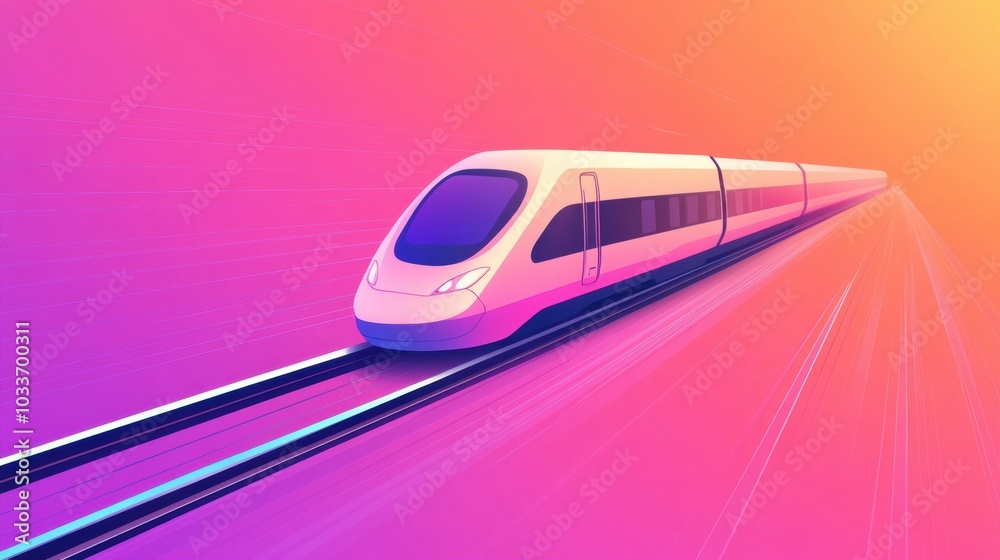 Aufkleber a sleek train icon glides smoothly along tracks, illuminated by a vibrant gradient backdrop, showcas