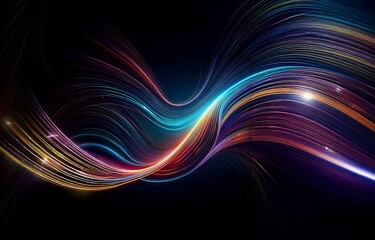 Abstract image of colorful lines curving on a dark background, resembling a wave or the flow of energy.