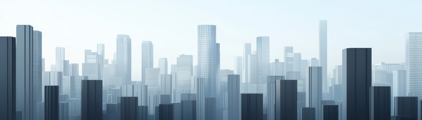 Obraz premium A modern city skyline featuring tall skyscrapers against a hazy background.