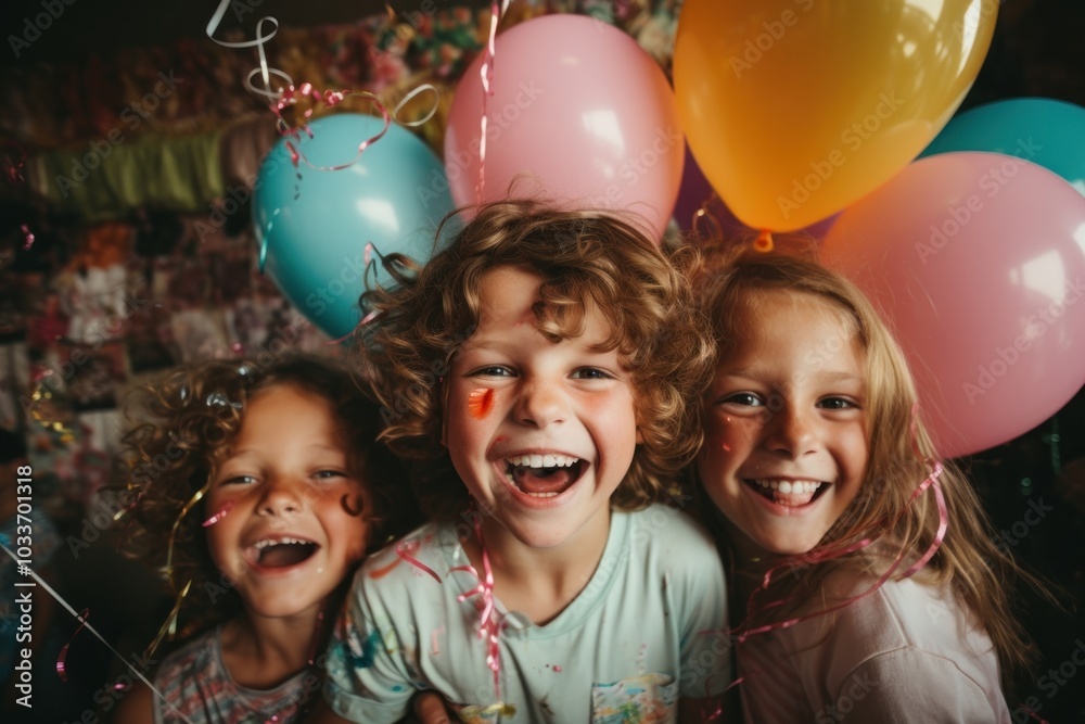 Wall mural Kid party laughing portrait balloon.