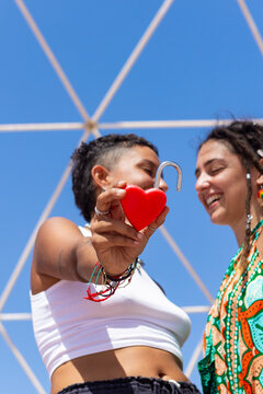 Lesbian couple sharing a moment of love and connection