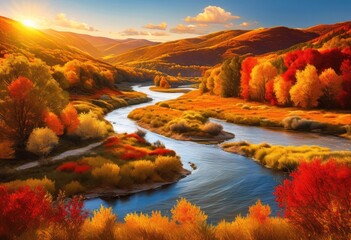 vibrant landscape vistas showcasing stunning seasonal transitions rich colors captivating scenery, autumn, scenic, nature, trees, foliage, sky, horizon