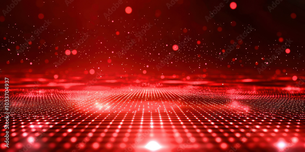 Poster a red background with a lot of dots and a red star in the middle