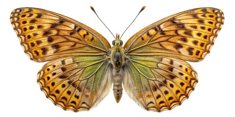 Silver washed fritillary butterfly isolated on white background