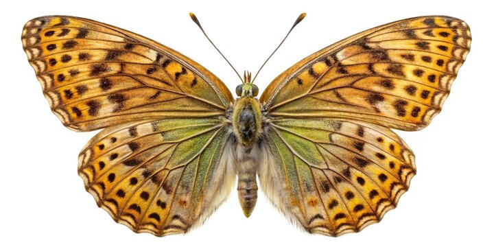 Silver washed fritillary butterfly isolated on white background