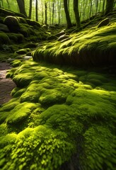vibrant green moss textures rustic weathered stone surfaces natural patterns earthy tones nature background, organic, rock, fibrous, mosses, outdoors, growth