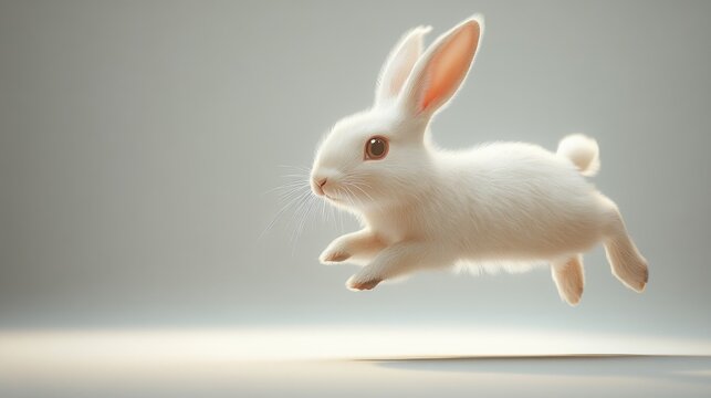Cheerful Cartoon Rabbit Hopping in Forest Path with Easter Eggs and Flowers