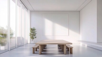 Fototapeta premium Modern Minimalist Interior with Large Table
