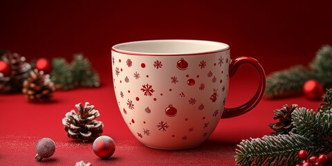 Fototapeta premium beautiful christmas cup isolated on solid background 
