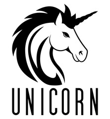 unicorn logo mythological horse with horn vector illustration isolated on white background