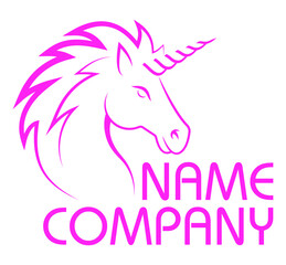 unicorn logo mythological horse with horn vector illustration isolated on white background