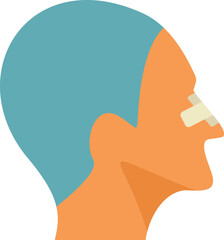 Patient recovering after rhinoplasty surgery wearing a nasal splint for support and breathing assistance