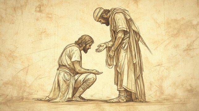 Centurion s Grateful Supplication to the Savior   Kneeling Prayer and Thanksgiving to Jesus for Healing and Acknowledging His Divine Power and Mercy