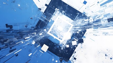 Abstract, glitchy rectangles and squares slide and shift across the screen, creating a rhythmic, futuristic motion design that syncs with upbeat music.