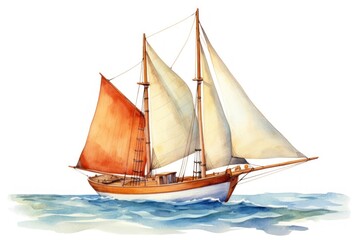 Obraz premium Sailboat watercraft vehicle white background.