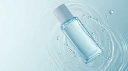 A bottle of water is floating on top of a wave of water