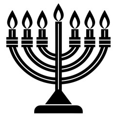 silhouette of a menorah with candles vector