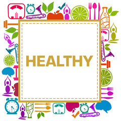 Healthy Colorful Health Symbols Square Text 