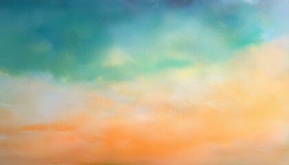 Obraz premium An abstract watercolor sunset sky with gradient colors and soft textures in blue, green, yellow, beige, and orange