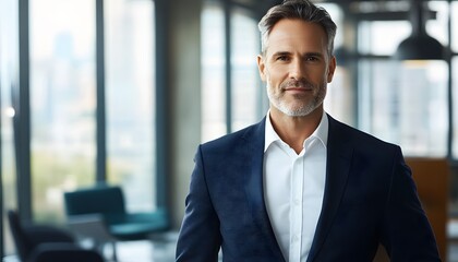 Fototapeta premium Confident Businessman in a Blue Suit