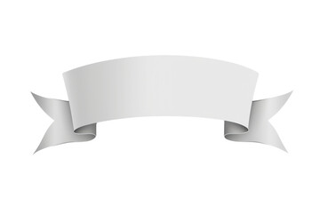 Blank white ribbon banner isolated on a transparent background, perfect for design projects, labels, or celebratory decorations.