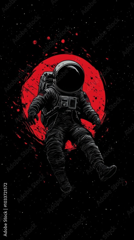 Wall mural an astronaut lost in space falling and floating adrift