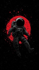 An astronaut lost in space falling and floating adrift