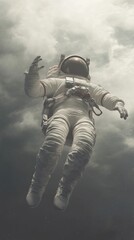 Fototapeta premium An astronaut lost in space falling and floating adrift