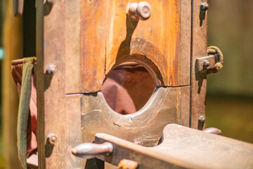 Real size working historic Guillotine made from wood and blade