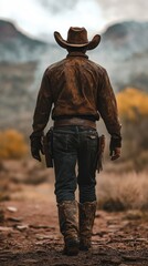 Back view of a western cowboy