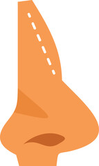 Illustration showing rhinoplasty surgery with dotted lines representing sutures on a human nose