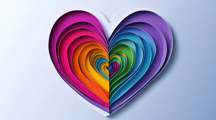 Obraz premium heart rainbow colors logo 3d vector papercut