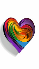 Obraz premium heart rainbow colors logo 3d vector papercut