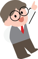 위를 가리키고 있는 남학생 일러스트