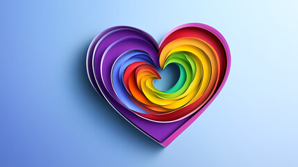 Obraz premium heart rainbow colors logo 3d vector papercut