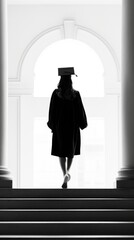 Happy graduated student architecture photography monochrome.