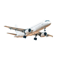 Airplane flying, white isolate background